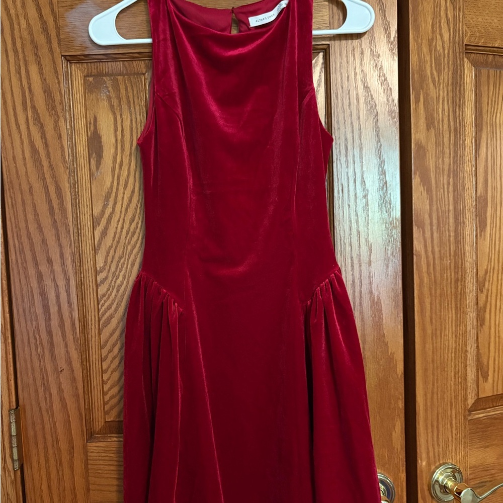 Altar'd State Deep Red Velvet Dress
